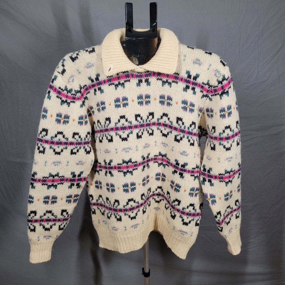 Vintage 100% Wool LL Bean Knit Sweater Cottagecore